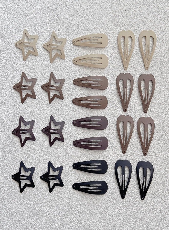 EleMirsa Brown Snap Hair Clip Hair Barrettes for Girls Women No Slip Metal Snap Clips Hair Pins Accessories - Image 3